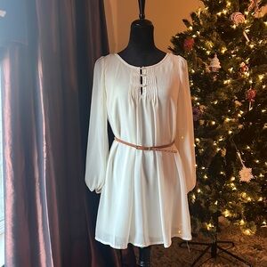 Chiffon dress with tiny stud belt